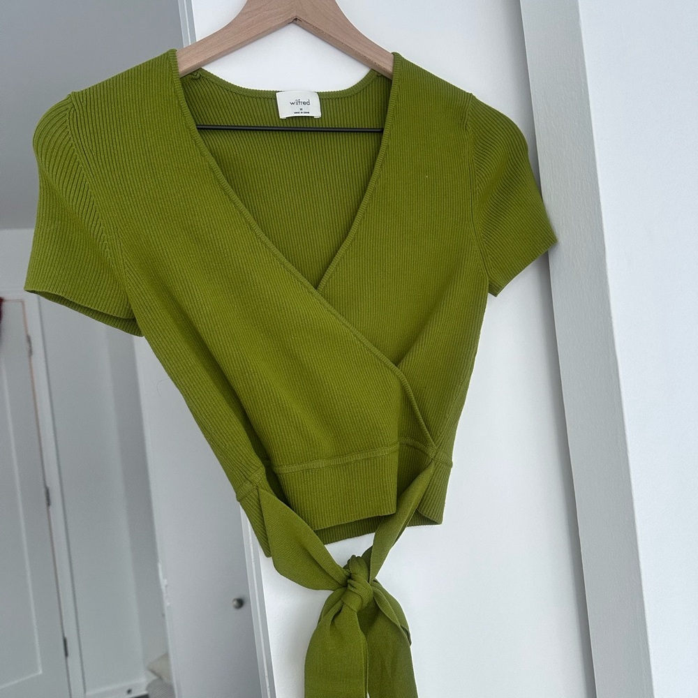 Wilfred Green Wrap Crop Blouse